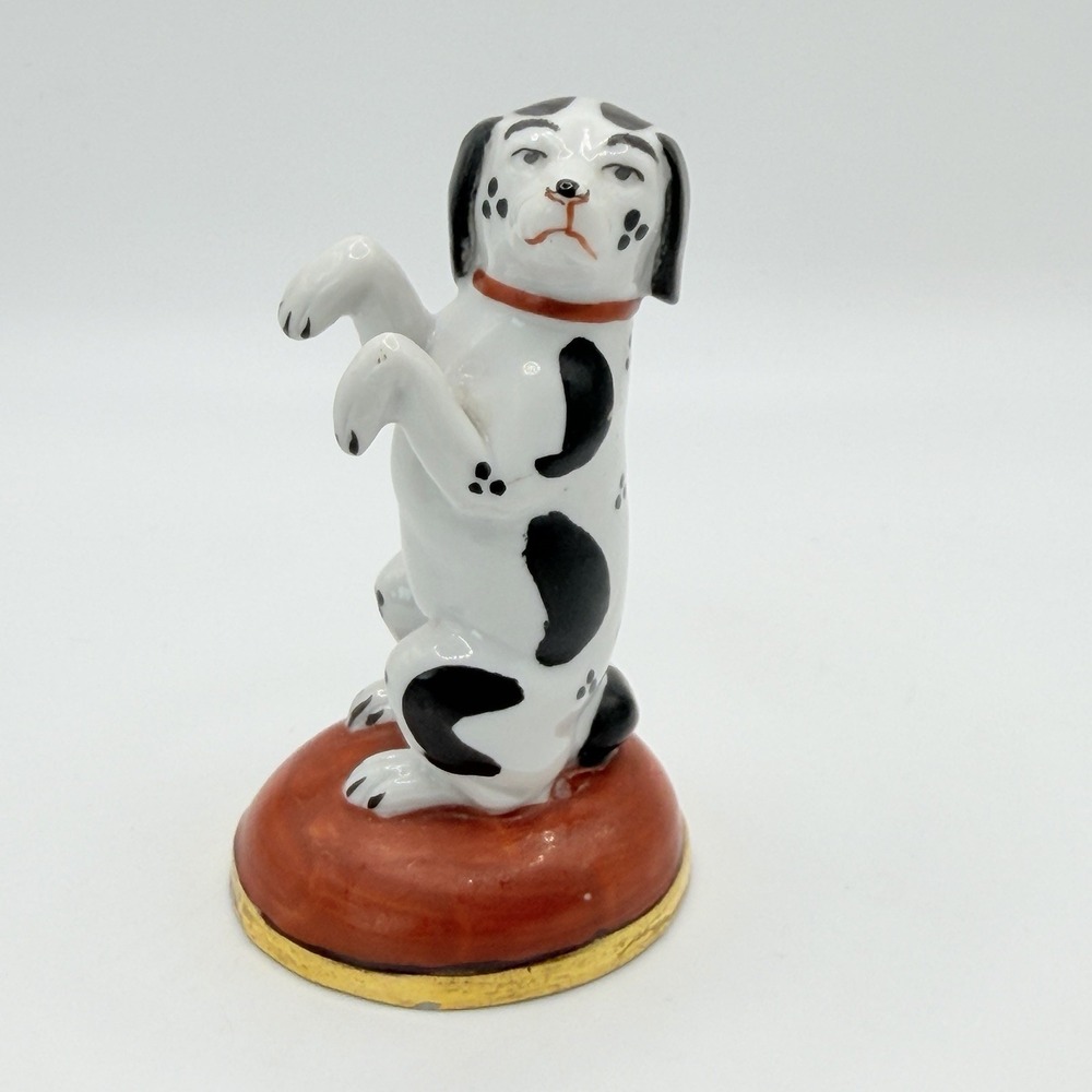 Antique Sitzendorf Mini Begging Dalmatian Spotted Dog Figurine 3.25"H Vintage
